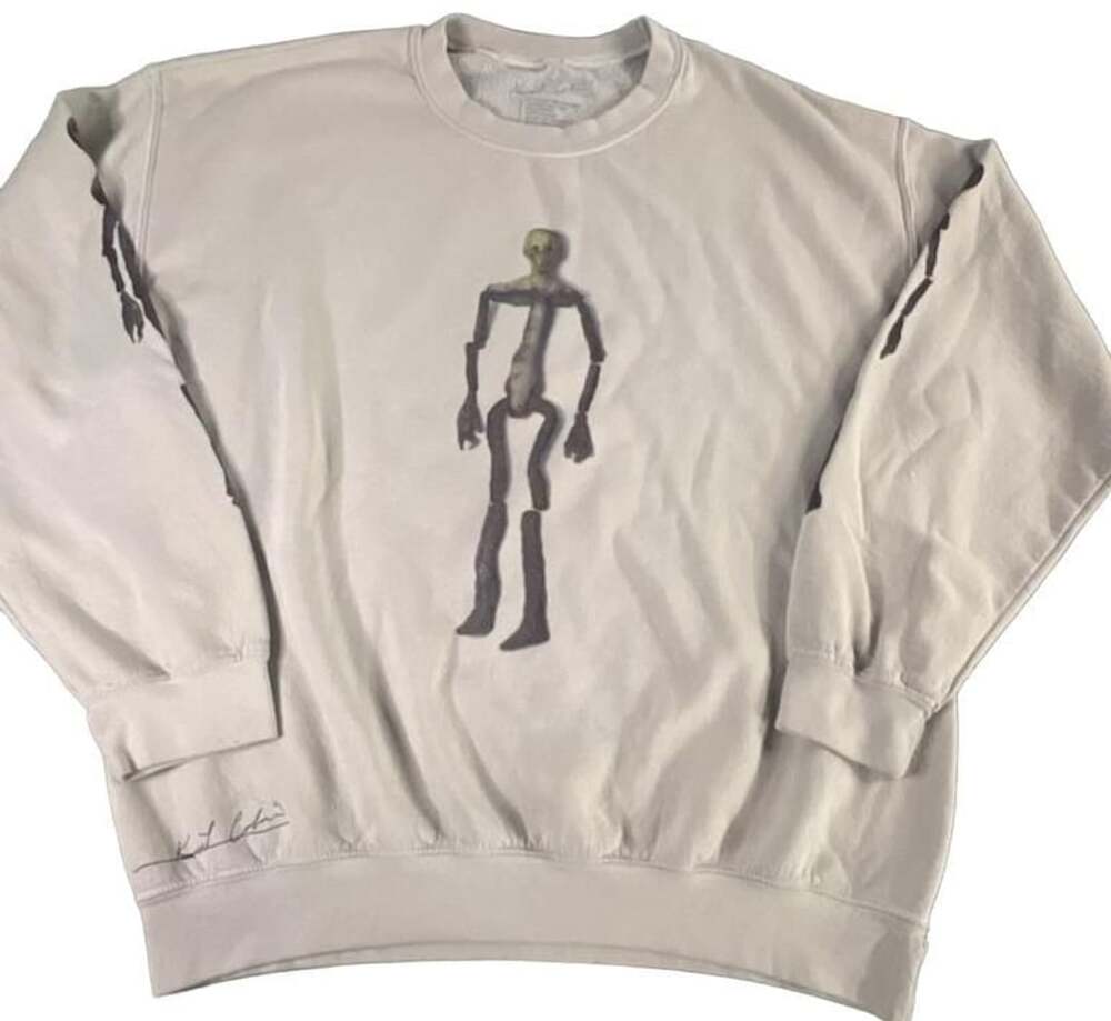 Kurt Cobain Skeleton Graphic Crewneck Sweatshirt Beige